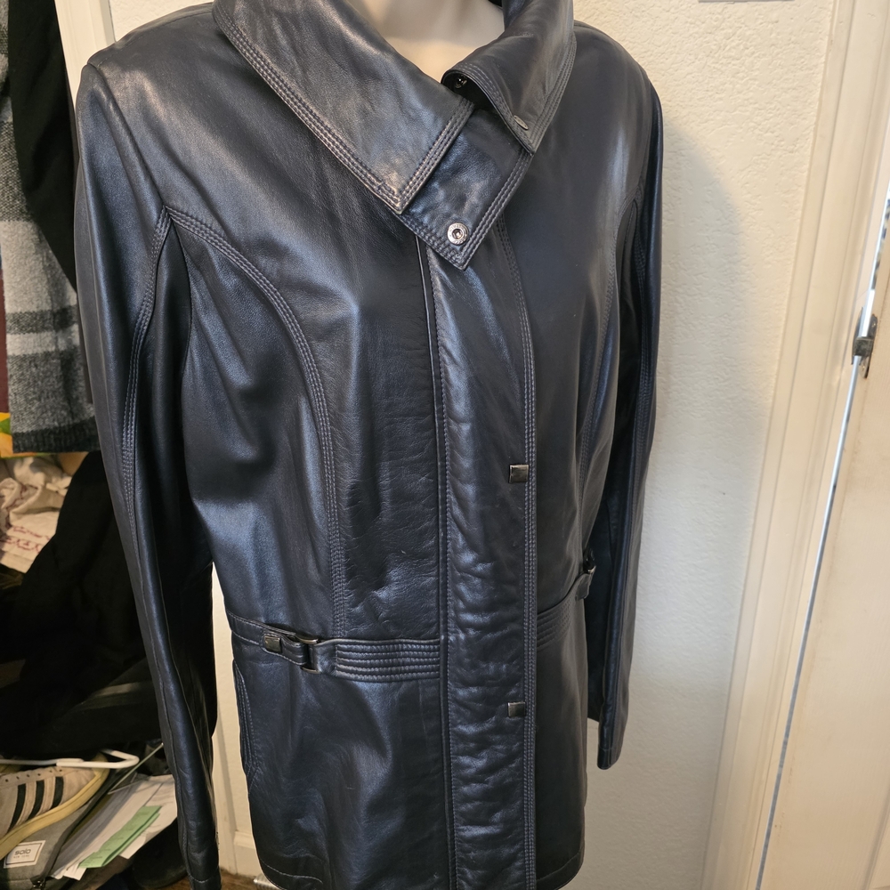 Vericci Midnight Blue  Leather Jacket